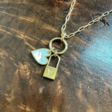 Upcycled LV Lock Charm Necklace on Gold Filled Chain