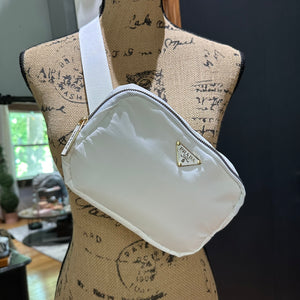 White Nylon Prada Tag Sling/Fanny Bag