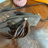 The Junco Crossbody Bag - Vintage Monogram in Dark Brown Fringe