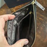 Black Leather Wristlet Bag - w/Upcycled Prada Tag