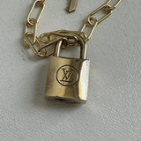 Key to My Heart - Brass LV Padlock & Key - Double Layer Necklace