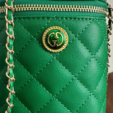 Button Bag - Quilted Green Phone Crossbody with Gucci GG Button