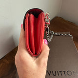 The Junco Wallet on Chain - Vintage LV Mahina in Red Leather