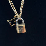 Upcycled LV Padlock Necklace on Gold Filled Chain