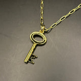 Authentic LV Key on Gold-Filled Paperclip Chain Necklace