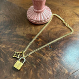 Upcycled LV Padlock Necklace on Gold Filled Chain