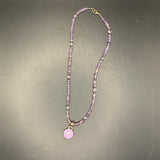 Purple LV Pendant on Amethyst Beaded Necklace