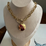 Repurposed LV Charm on Blingy Gold-Filled Necklace