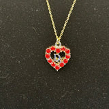 Red Blingy Heart Dior Pendant on Gold-Filled Link Chain Necklace