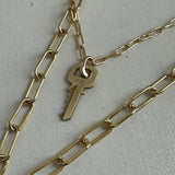 Key to My Heart - Brass LV Padlock & Key - Double Layer Necklace