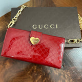 The Junco Wallet on Chain - Vintage GG in Red Patent Leather