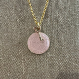 Large Pale Pink LV Trunks & Bags Pendant with Key on Gold-Filled Paperclip Chain Necklace