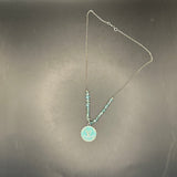 Turquoise LV Trunks & Bags Zipper Pull on Beaded Apatite Necklace