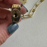 Key to My Heart - Brass LV Padlock & Key - Double Layer Necklace