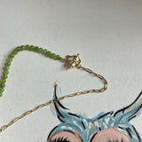 Green LV Zipper Pull on Jade/Paperclip Necklace