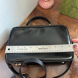 The Junco Crossbody/Clutch - Larger Vintage Gucci Bamboo Cosmetic Bag in Black Leather (Vertical)