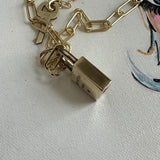 Key to My Heart - Brass LV Padlock & Key - Double Layer Necklace