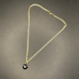 Black LV Charm Necklace - Gold-Filled Cuban Chain