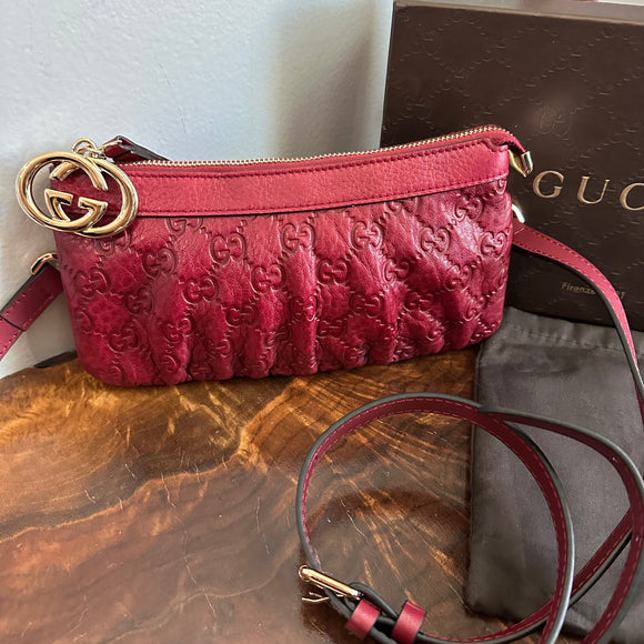 The Junco Crossbody - Gucci Guccisima Leather in Deep Red