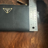 Black Leather Wristlet Bag - w/Upcycled Prada Tag