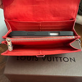 The Junco Wallet on Chain - Vintage LV Mahina in Red Leather