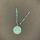 Turquoise LV Trunks & Bags Zipper Pull on Beaded Apatite Necklace