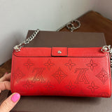 The Junco Wallet on Chain - Vintage LV Mahina in Red Leather