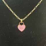 Upcycled Purple Dior Heart Zipper Pull on Gold-Filled Paperclip Chain Necklace