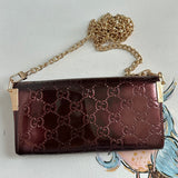 The Junco Wallet on Chain - Vintage Lovely Heart GG in Bordeaux