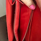 The Junco Wallet on Chain - Vintage LV Mahina in Red Leather