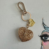 Upcycled LV Heart Bag Charm Set