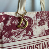 The Tote Bag - Canvas Dior in Cream/Deep Red