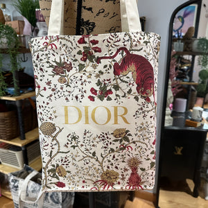 The Dior Tote Bag - Printed Canvas Deep Red/Gold