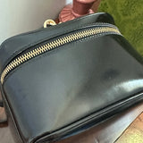 The Junco Crossbody/Clutch - Larger Vintage Gucci Bamboo Cosmetic Bag in Black Leather