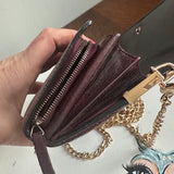 The Junco Wallet on Chain - Vintage Lovely Heart GG in Bordeaux