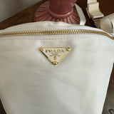 White Nylon Prada Tag Sling/Fanny Bag