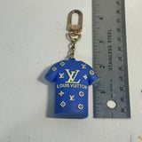 Upcycled LV Shirt Bag Charm in Blue/Yellow