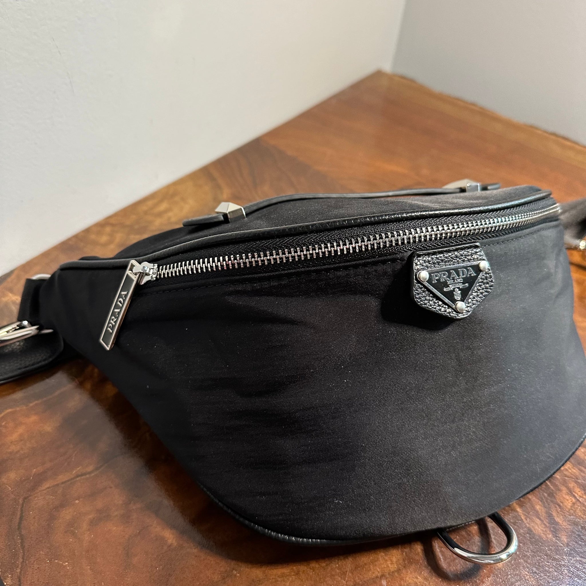 Black prada fanny pack best sale