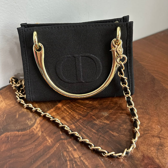 The Junco Crossbody Bag with Gold Handles - Black Dior