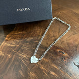 Small Prada Heart Bag Tag Necklace