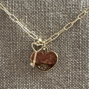 Repurposed LV Heart Charm w/Key Necklace