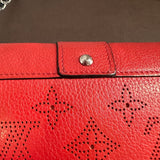 The Junco Wallet on Chain - Vintage LV Mahina in Red Leather