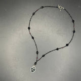 Dior Pendant on Black Jet Beaded Necklace with Garnet