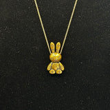 Bronze LV Bunny Charm on Gold-Filled Rolo Chain Necklace