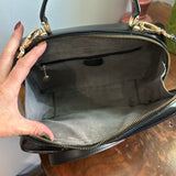 The Junco Crossbody/Clutch - Larger Vintage Gucci Bamboo Cosmetic Bag in Black Leather (Vertical)