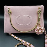 The Junco Crossbody Bag with Gold Handles - Pale Pink Dior