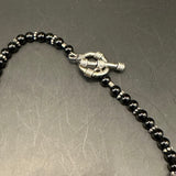 LV Lock Pendant on Black Jet Beaded Necklace