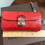 The Junco Wallet on Chain - Vintage LV Mahina in Red Leather