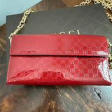 The Junco Wallet on Chain - Vintage GG in Red Patent Leather