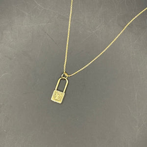 Upcycled LV Zipper Pull on Dainty Gold-Filled Rolo Chain Necklace